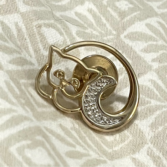 vintage gold and diamond cat brooch - Picture 9 of 14